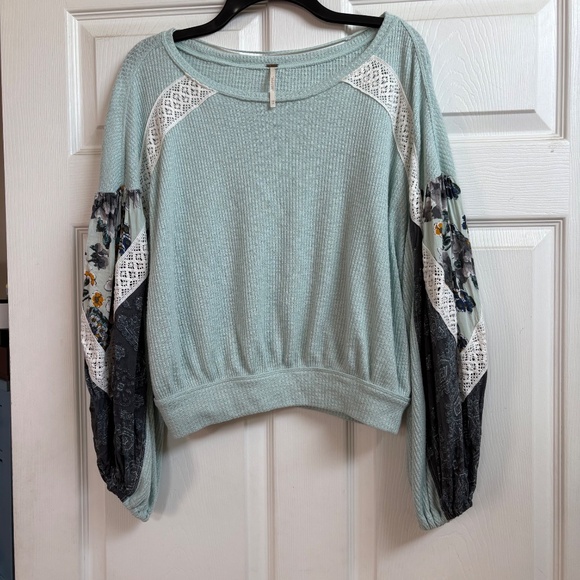 Free People Mint Green Lightweight Waffle Knit Top - Picture 4 of 10